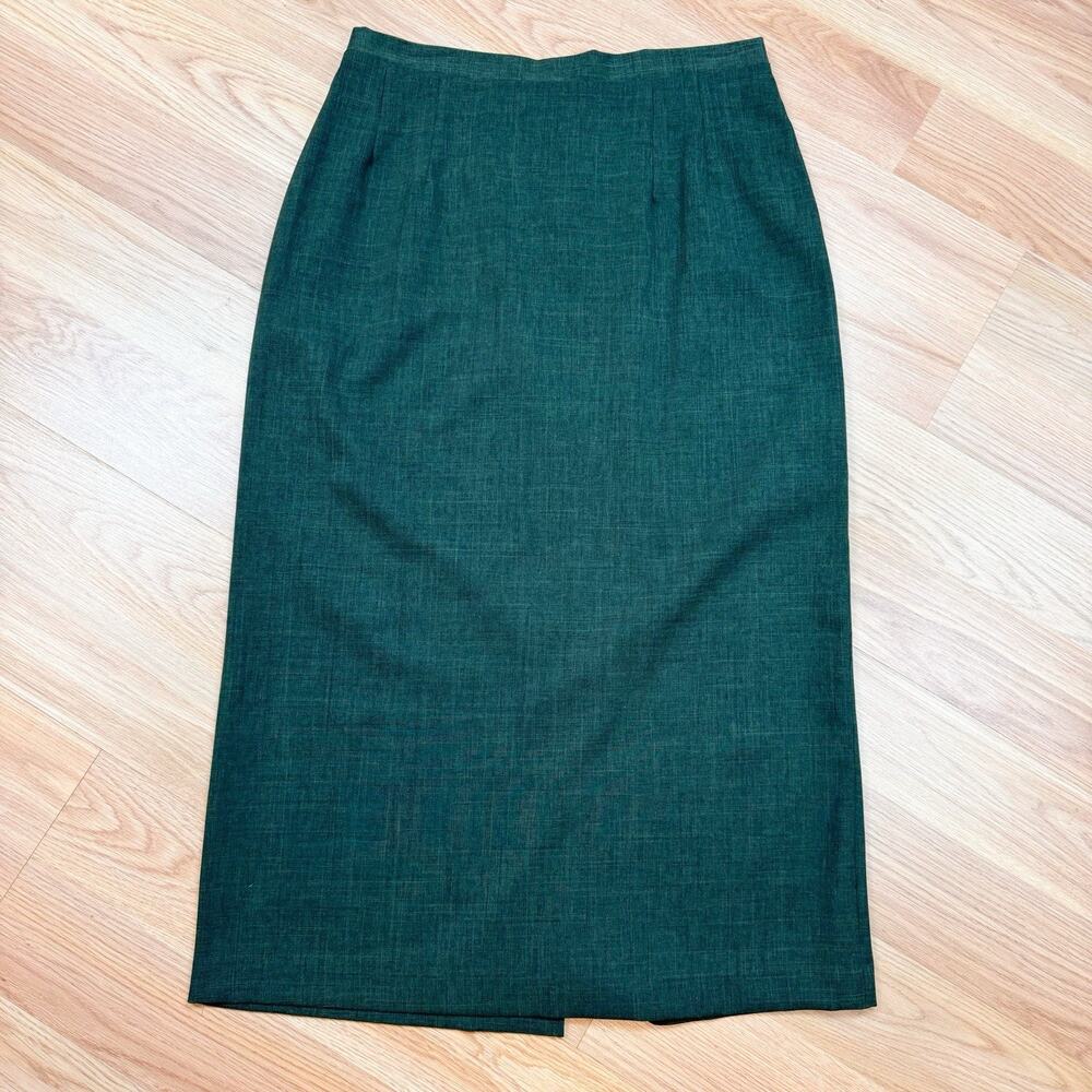 Womens Vintage Skirt Maxi Midi Green Sag Harbor 90s Size 12 Petite Dark Academia